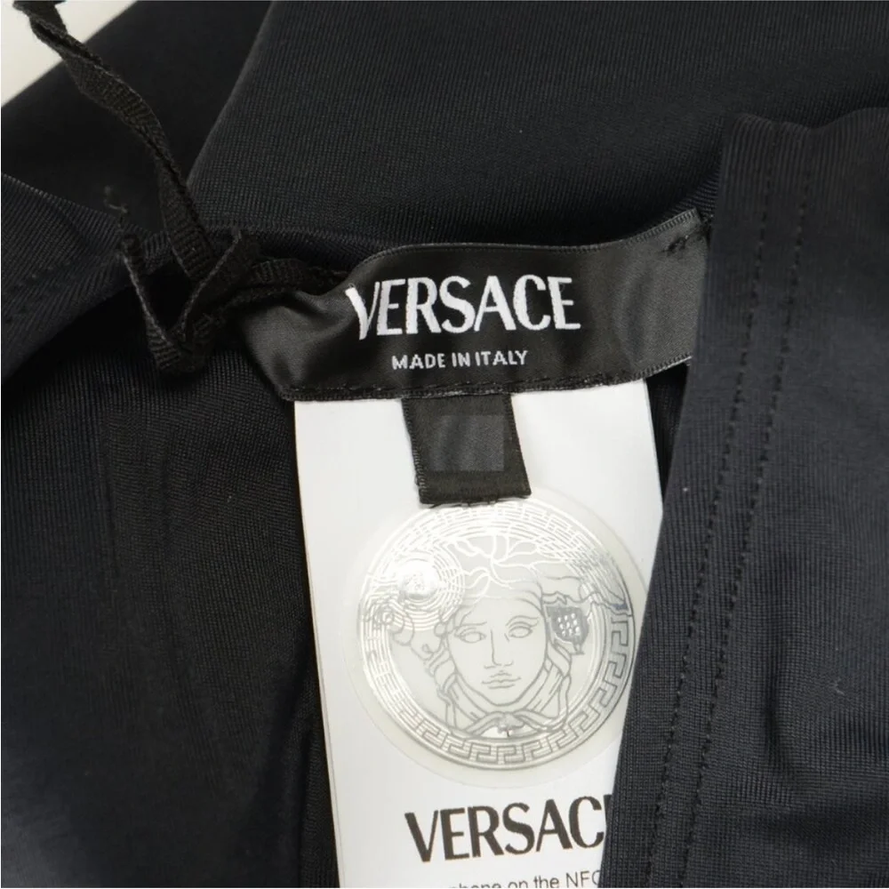 Versace Black and Gold One Piece Swimsuit with Greek Key Design - Picture 5 of 7